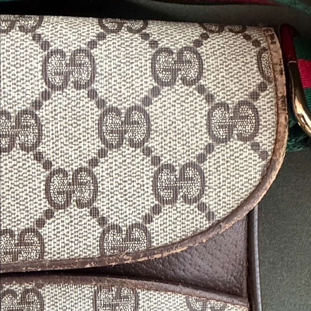 💚♥️Gucci Envelope Crossbody Bag with Brown Leather and Green-Red Web Strap - Picture 5 of 16